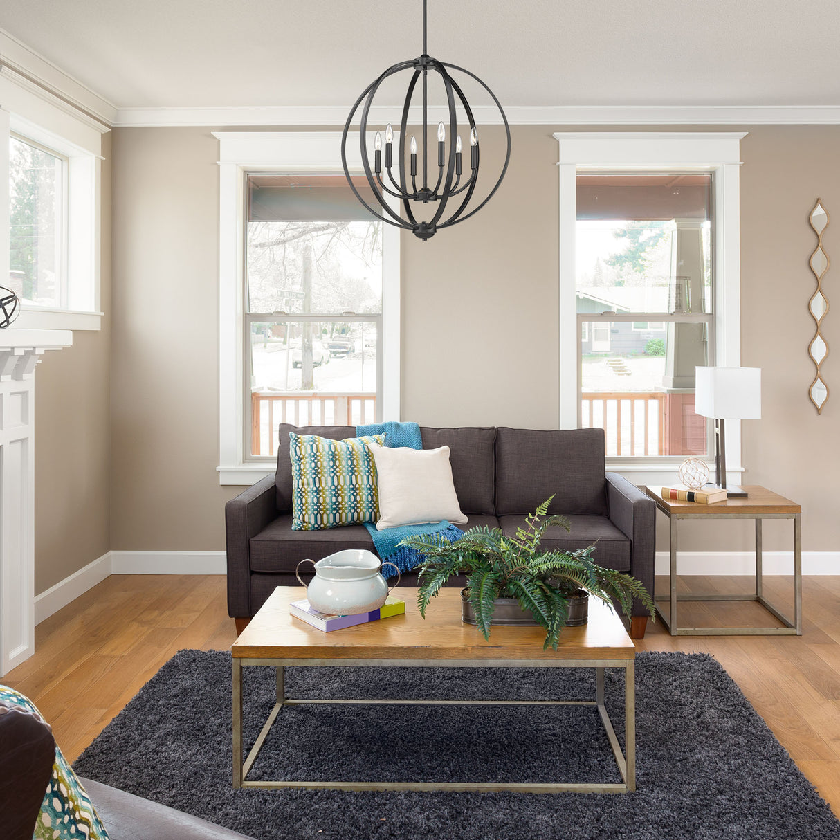 Colson BLK 6 Light Chandelier in Matte Black