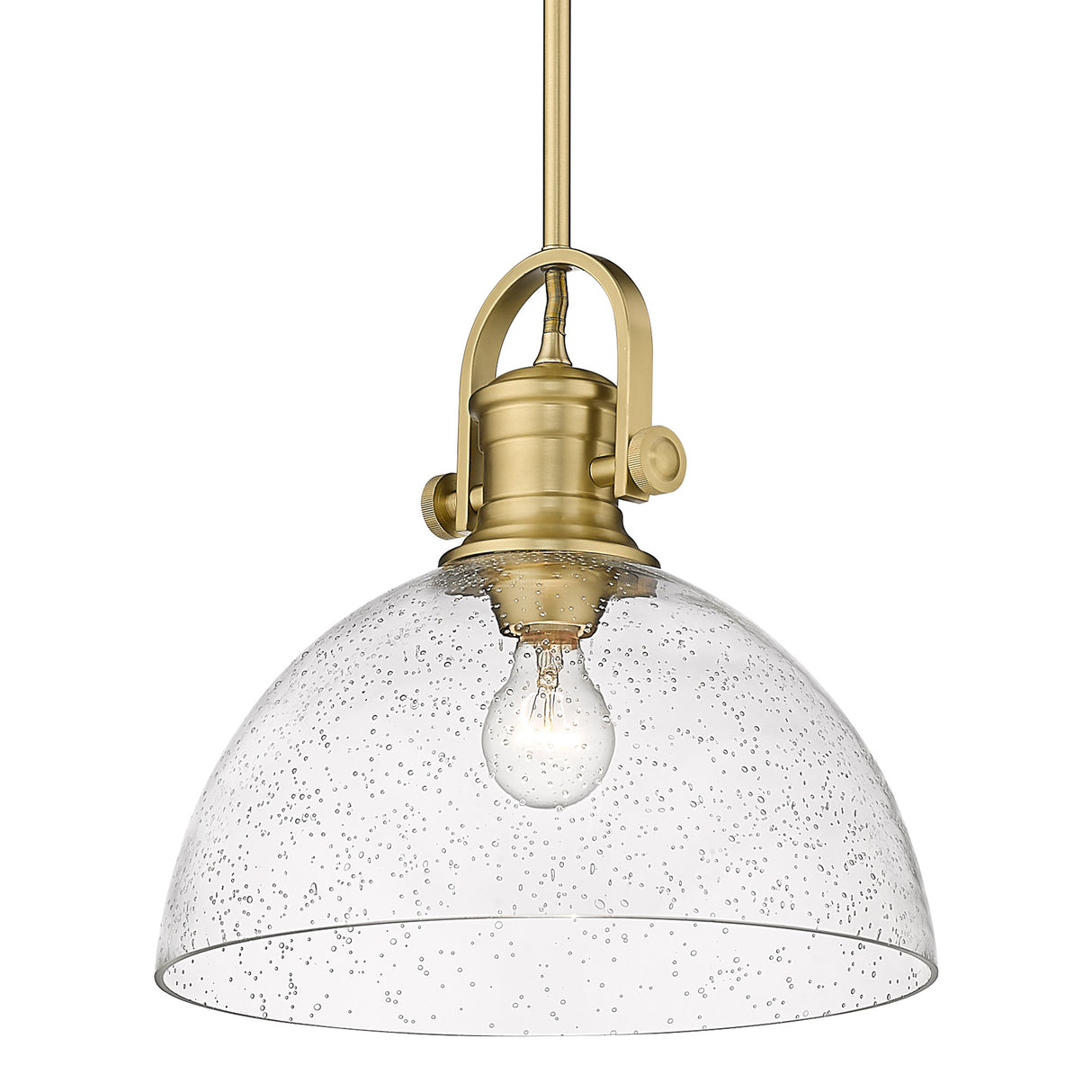 Hines Large Pendant in Brushed Champagne Bronze with Seeded Glass Shades