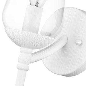 Regent 1 Light Wall Sconce in Textured White Plaster with Clear Glass Shade