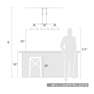 Duncan 3 Light Linear Pendant in Rubbed Bronze with Rubbed Bronze Shades
