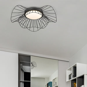 Elena Flush Mount - 24" in Natural Black with Opal Glass Shade