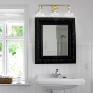 Carver BCB 3 Light Bath Vanity in Brushed Champagne Bronze with Clear Glass Shade