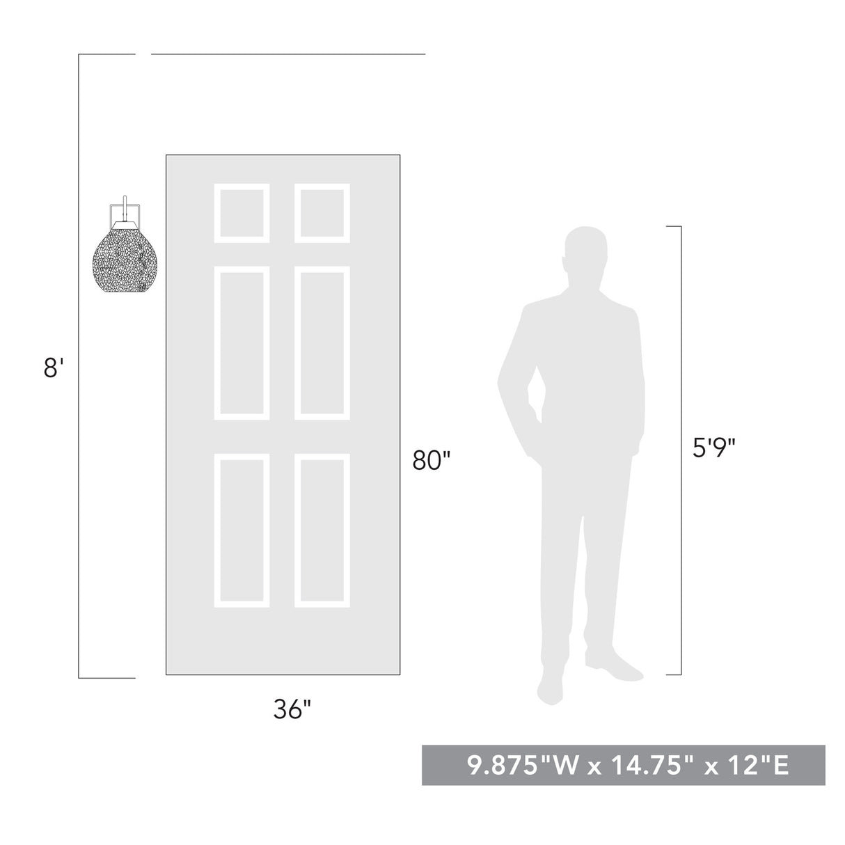 Ariella NB 1-Light Wall Sconce - Outdoor in Natural Black with Hammered Clear Glass Shade
