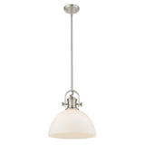 Hines 1-Light Pendant in Pewter with Opal Glass