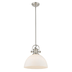 Hines 1-Light Pendant in Pewter with Opal Glass