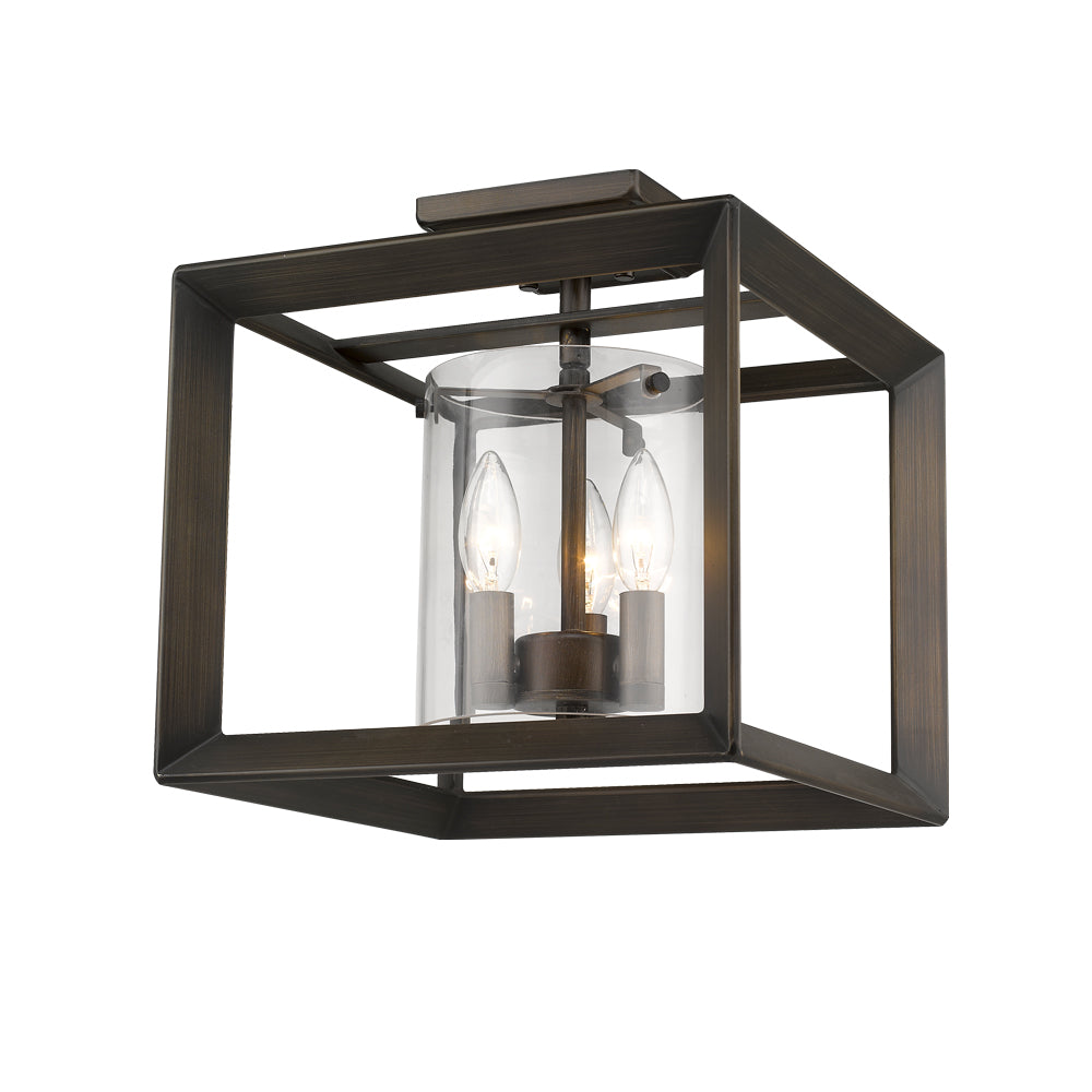 Smyth Semi-Flush (Low Profile) in Gunmetal Bronze with Clear Glass