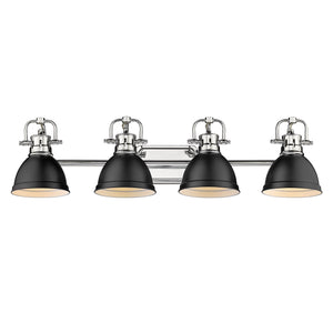 Duncan CH 4 Light Bath Vanity in Chrome with Matte Black Shades