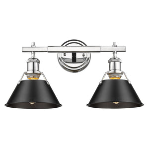 Orwell CH 2 Light Bath Vanity in Chrome with Matte Black Shade