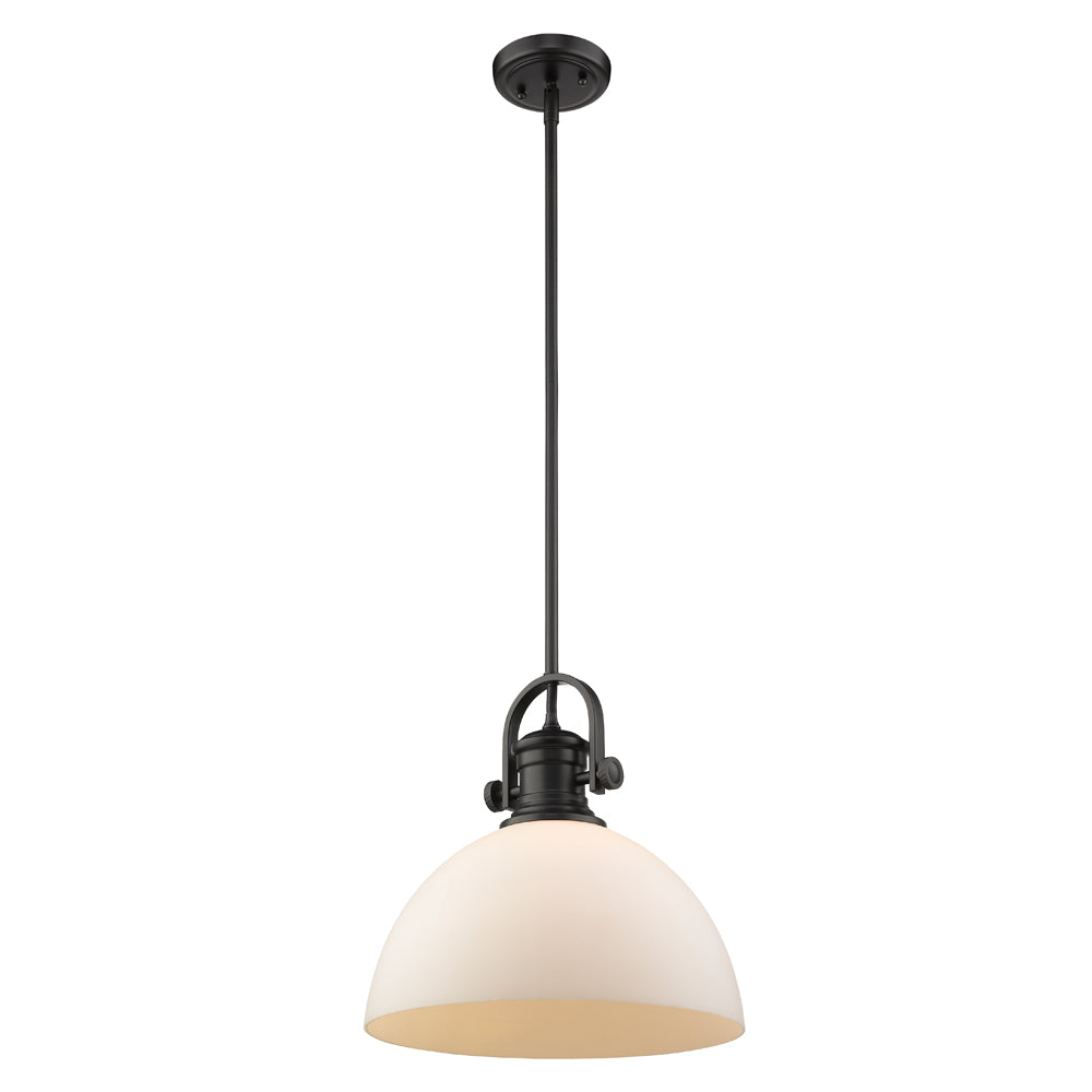 Hines 1-Light Pendant in Matte Black with Opal Glass