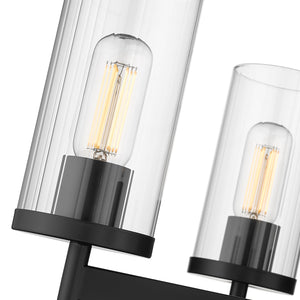 Winslett 3-Light Chandelier in Matte Black with Ribbed Clear Glass Shades