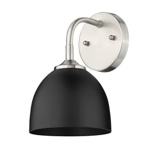 Zoey 1-Light Wall Sconce in Pewter with Matte Black Shade