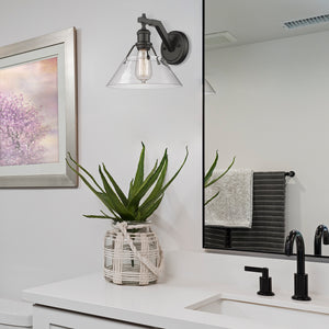 Orwell BLK 1 Light Wall Sconce in Matte Black with Clear Glass Shade