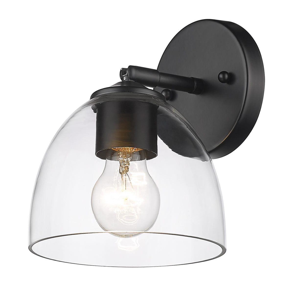 Roxie Semi-Flush in Matte Black with Matte Black Accents and Clear Glass Shade
