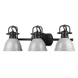 Duncan 3 Light Bath Vanity in Matte Black with a Gray Shade