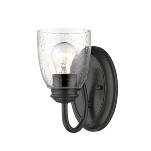 Parrish 1 Light Bath Vanity in Matte Black with Seeded Glass