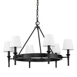 Edinburgh 6 Light Chandelier in Matte Black with Modern White Shade