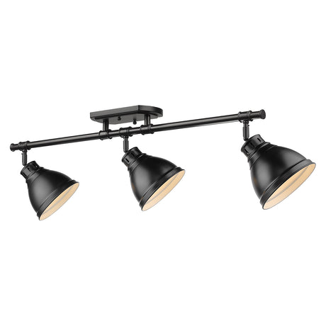 Duncan 3 Light Semi-Flush - Track Light in Matte Black with a Matte Black Shades