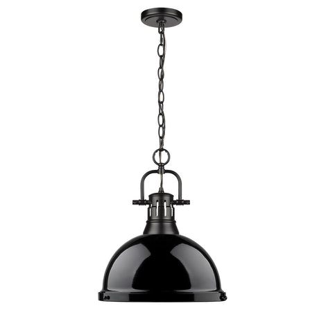 Duncan 1 Light Pendant with Chain in Black with a Black Shade