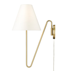 Kennedy BCB 1 Light Articulating Wall Sconce in Brushed Champagne Bronze with Ivory Linen Shade