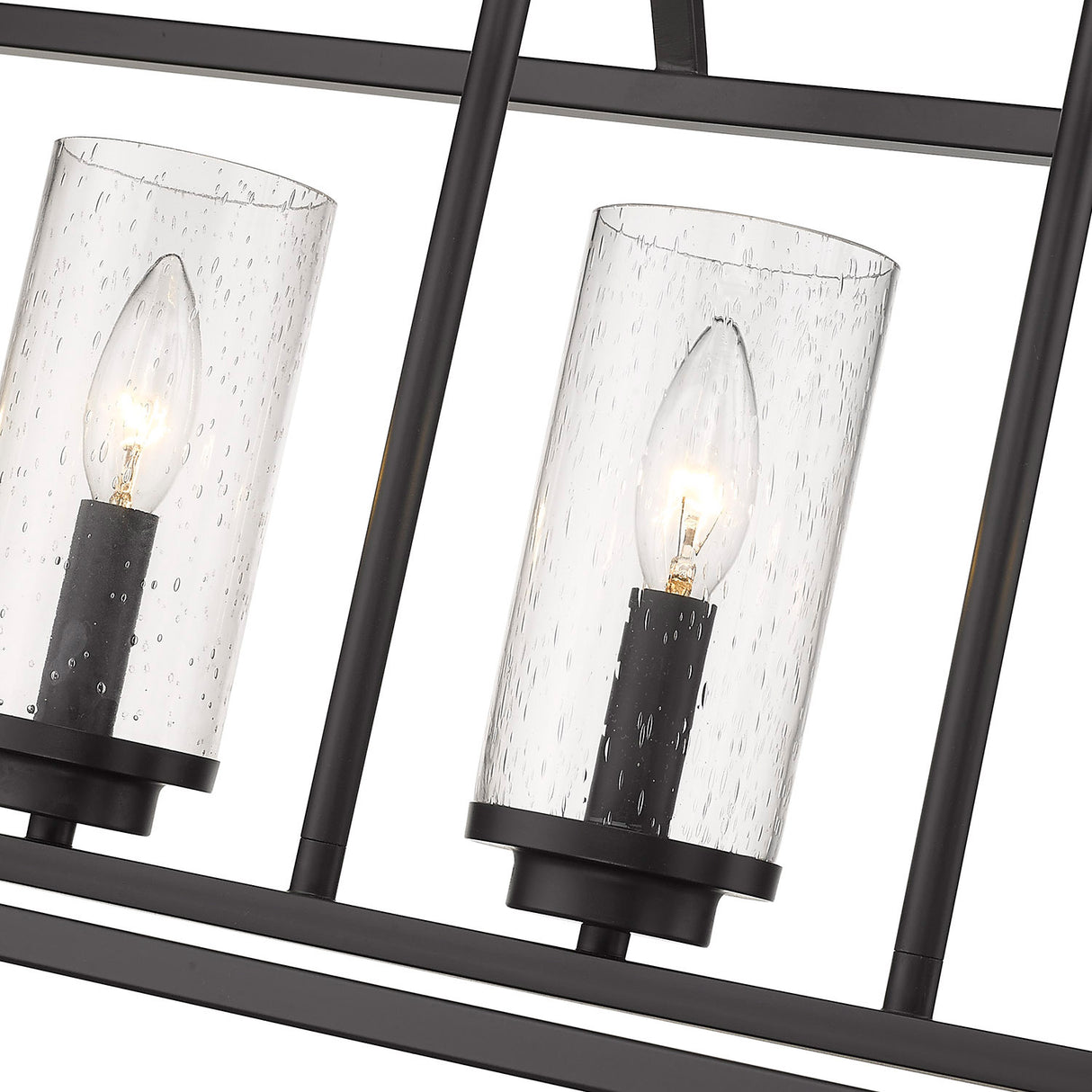 Mercer 5 Light Linear Pendant in Matte Black with Matte Black accents and Seeded Glass