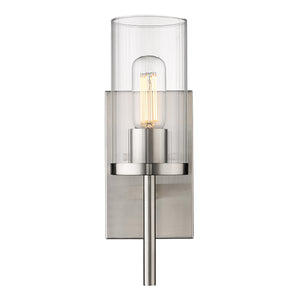 Winslett Wall Sconce in Pewter with Ribbed Clear Glas Shade