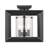 Smyth 12" Semi-Flush in Matte Black with Clear Glass Shades