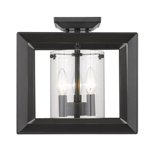 Smyth 12" Semi-Flush in Matte Black with Clear Glass Shades