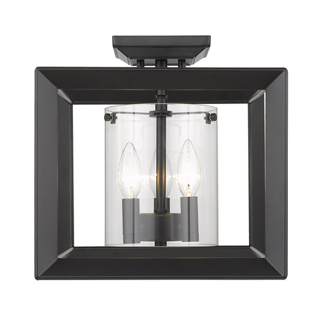 Smyth 12" Semi-Flush in Matte Black with Clear Glass Shades