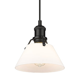 Orwell BLK Small Pendant in Matte Black with Opal Glass Shade
