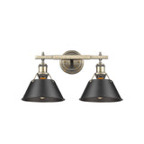 Orwell AB 2 Light Bath Vanity in Aged Brass with Matte Black Shade