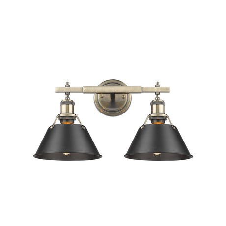 Orwell AB 2 Light Bath Vanity in Aged Brass with Matte Black Shade