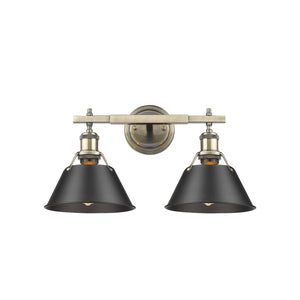 Orwell AB 2 Light Bath Vanity in Aged Brass with Matte Black Shade