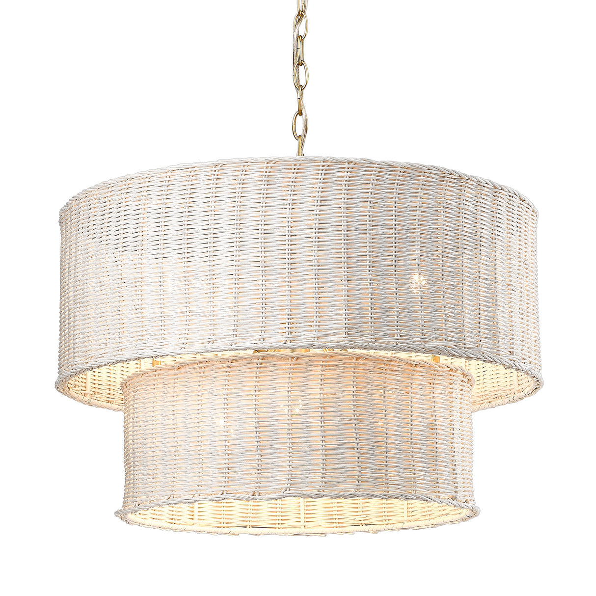 Erma BCB 6 Light Chandelier in Brushed Champagne Bronze with White Wicker Shade
