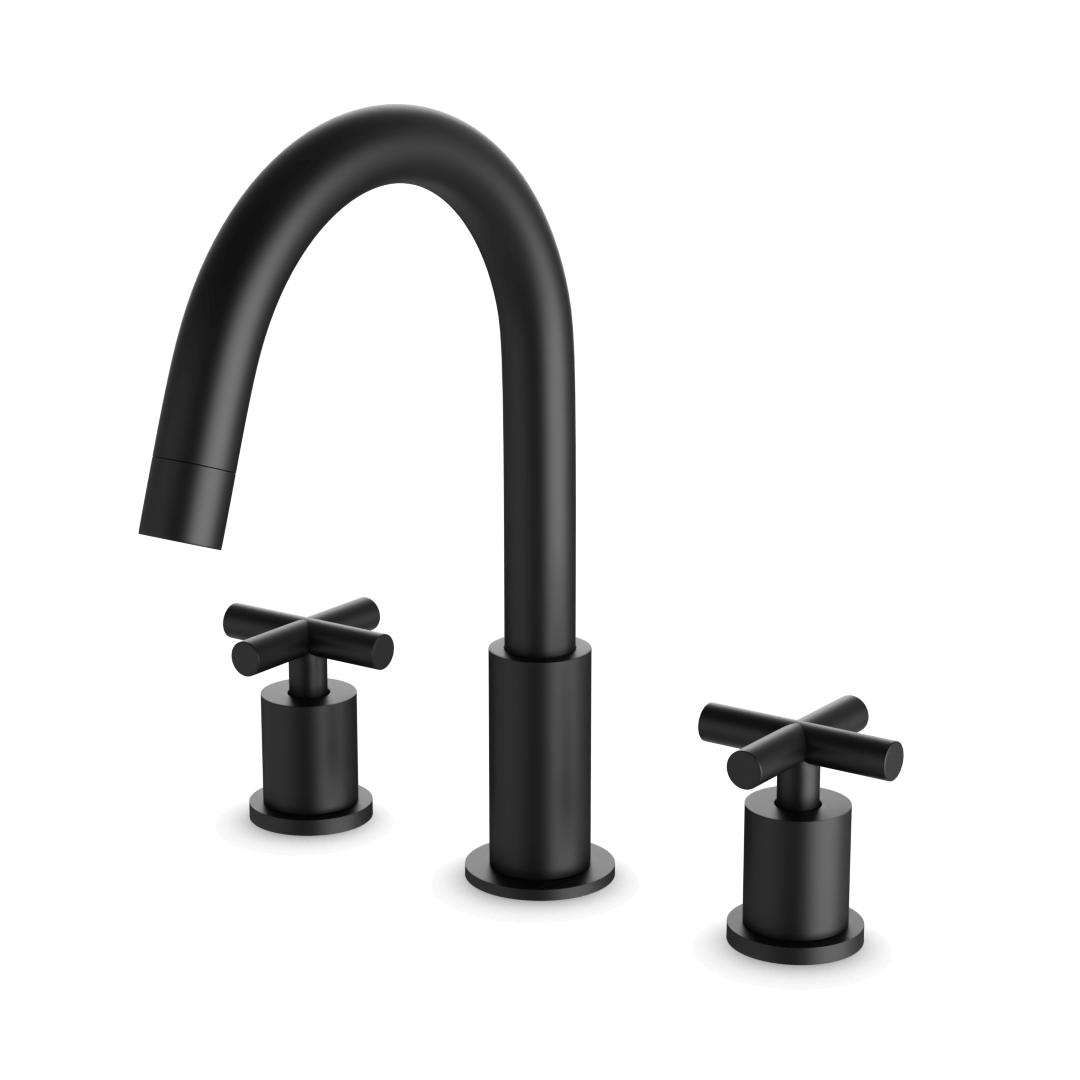 Artos Opera 8" Widespread Bathroom Faucet With Cross Handles Matte Black – FS315BK