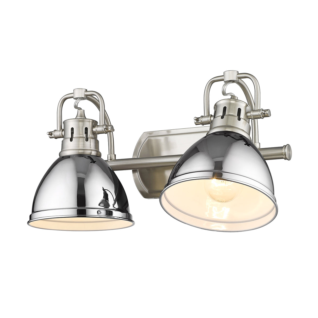 Duncan 2 Light Bath Vanity in Pewter with Chrome Shades