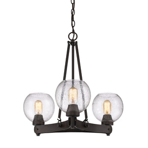 Galveston 3-Light Chandelier in Rubbed Bronze with Seeded Glass
