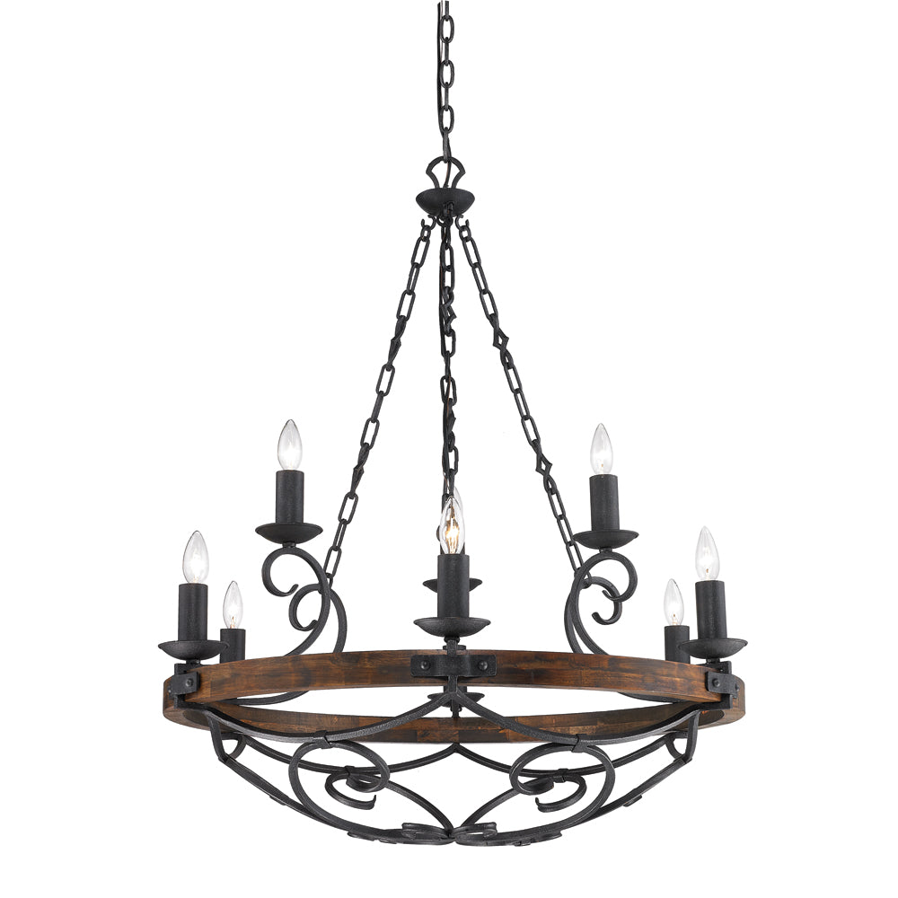 Madera 2 Tier - 9-Light Chandelier in Black Iron