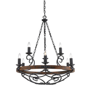 Madera 2 Tier - 9-Light Chandelier in Black Iron