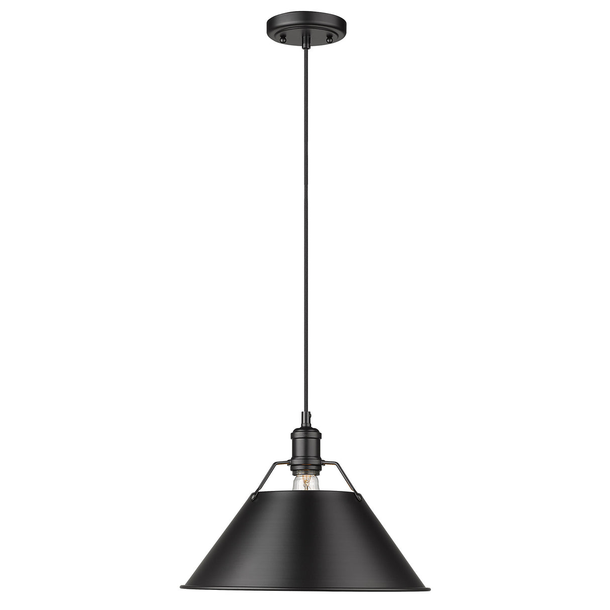 Orwell BLK 1 Light Pendant - 14" in Matte Black with Matte Black Shade