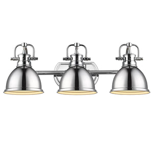 Duncan 3 Light Bath Vanity in Chrome with a Chrome Shade