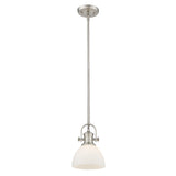 Hines Mini Pendant in Pewter with Opal Glass
