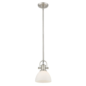 Hines Mini Pendant in Pewter with Opal Glass