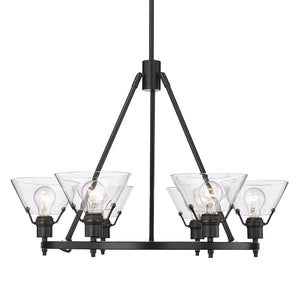 Orwell BLK 6 Light Chandelier in Matte Black with Clear Glass Shade