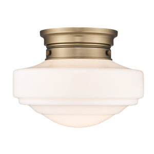 Ingalls Semi-Flush in Modern Brass and Vintage Milk Glass Shade