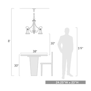 Torbellino 5 Light Nook Chandelier in Cordoban Bronze with Remolino Glass