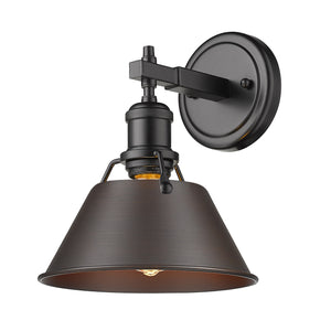 Orwell BLK 1 Light Bath Vanity in Matte Black with Rubbed Bronze Shade