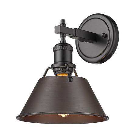 Orwell BLK 1 Light Bath Vanity in Matte Black with Rubbed Bronze Shade
