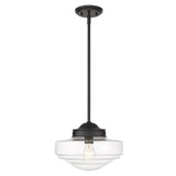 Ingalls Medium Pendant in Matte Black with Clear Glass Shade
