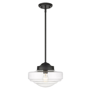 Ingalls Medium Pendant in Matte Black with Clear Glass Shade