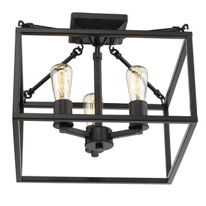 Wesson 3-Light Semi-Flush Mount in Black